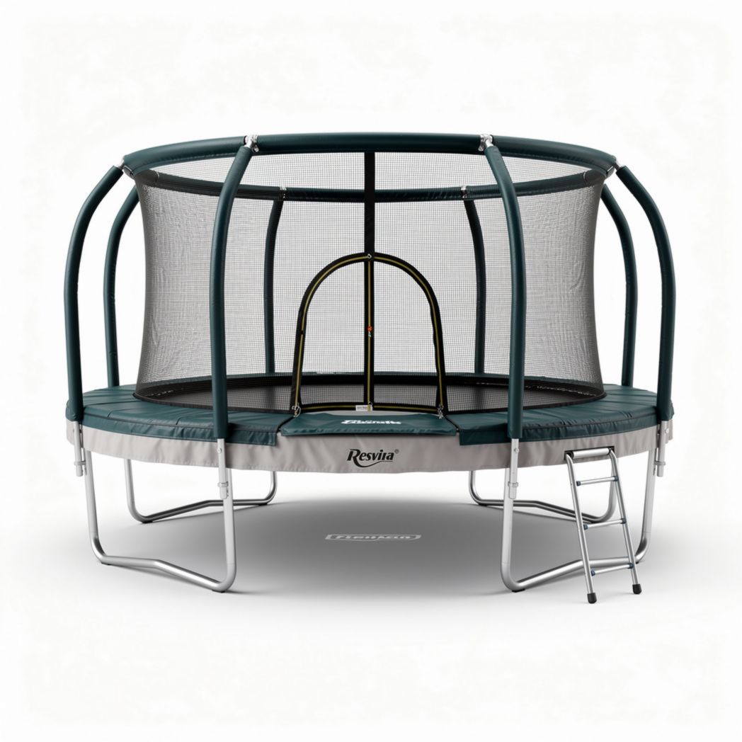 Trampolina okrągła z siatką ochronną 250 x 250 x 80 cm zielona