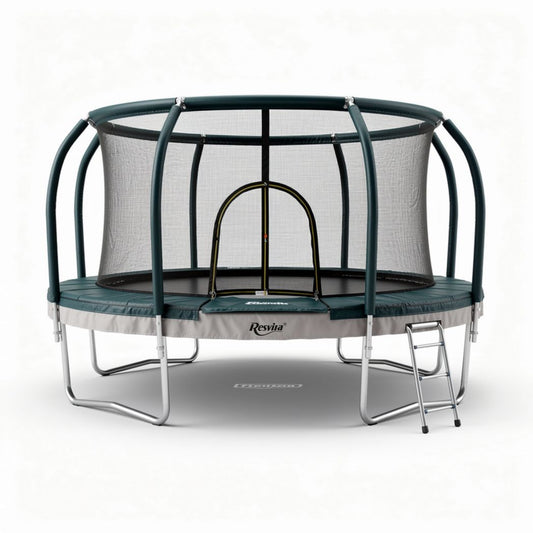 Trampolina okrągła z siatką ochronną 250 x 250 x 80 cm zielona
