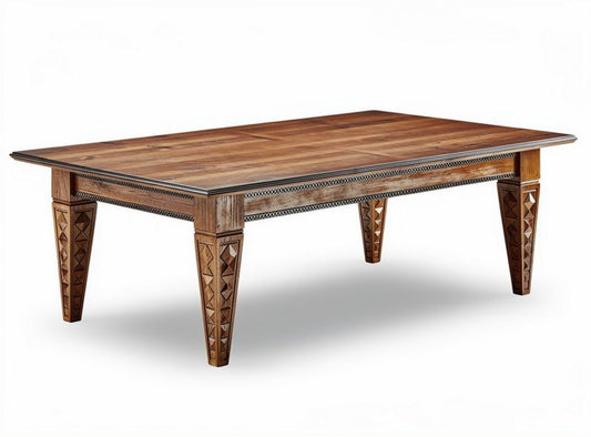 Stół drewniany z rzeźbionymi nogami 150 x 75 x 75cm do jadalni