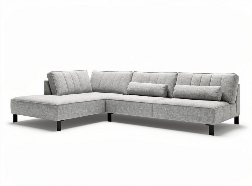 Sofa narożna w szarym kolorze z tkaniny 230 x 150 x 85cm z regulowanym oparciem