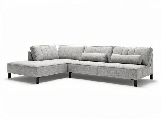 Sofa narożna w szarym kolorze z tkaniny 230 x 150 x 85cm z regulowanym oparciem