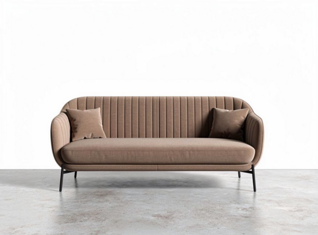 Sofa w odcieniu brązu z poduszkami o wymiarach 200 x 90 x 85cm